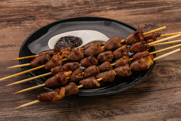 Asian cuisine - chicken hearts skewer