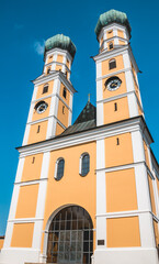 Beautiful church on a sunny summer day at Pfarrkirchen, Bavaria, Germany