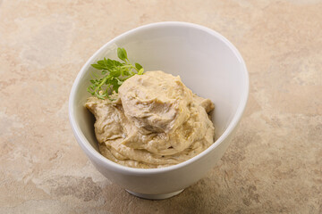 Vegan food - hummus with olive oil