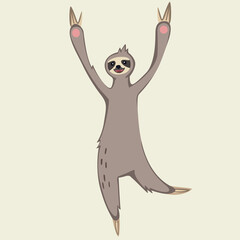 Cute happy sloth illustration cartoon character