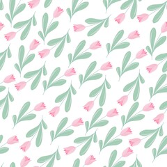 bright pattern of simple flowers. seamless pattern of plants in pastel colors. vector illustration drawn in cartoon style isolated on white background