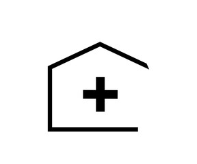 Flat design icons of the house with a cross, a roof (hospital). Vector.
