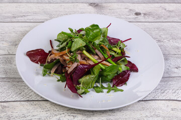Mix salad with meat and asparagus