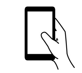 スマホを持つ手　右手　白黒　イラスト