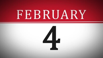 Month of February Calendar or Leap Year Page Turn Animation