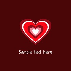 Iridescent heart of white, red, chocolate and pink on a chocolate background.