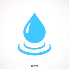 Rain Drop, flat blue icon isolated on white background