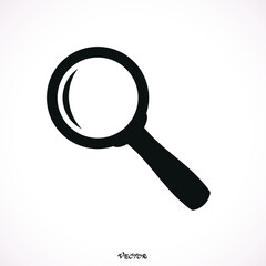 magnifying glass and eye vector icon. Isolated on White Background