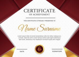 Certificate of achievement border design templates with elements of luxury gold badges and modern line patterns. vector graphic print layout can use For award, appreciation, education
