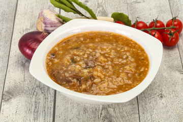 Caucasian Kharcho soup with beef meat