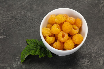 Sweet ripe tasty yellow raspberry