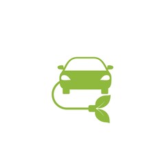 Green eco car icon isolated on white background