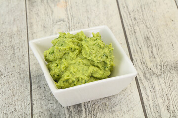Avocado guacamole sauce with chili pepper