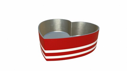 Red velvet, heart shaped box of chocolates. Shot on white background 3d-illustration 3d-rendering