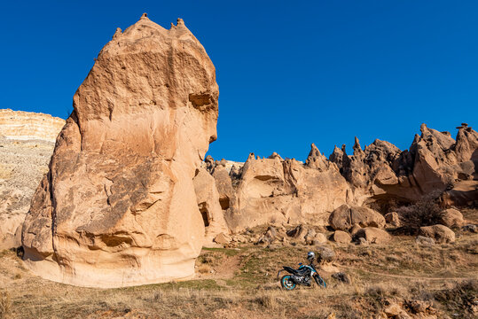 Beautiful historical and touristic places in Zelve valley , fairy chimneys, cave houses, Cappadocia, Nevsehir, Turkey