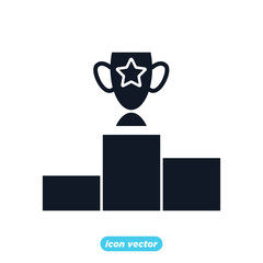 podium winner icon. business target and goal symbol template for graphic and web design collection logo vector illustration
