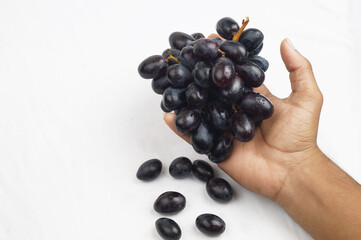 Black Grapes Image , Nashik , Maharashtra , India , Black Grapes With White Background