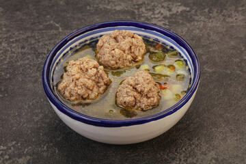 Soup with vegetables and meat balls