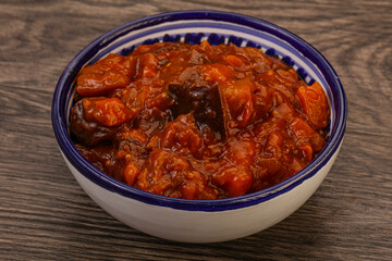 Eggplant saute with tomato and herbs