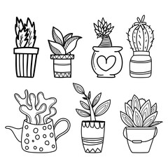 Set  Cactus  Hand drawn vector illustration EPS 10  