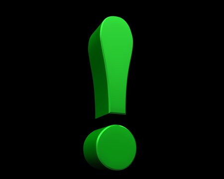 Exclamation point green exclamation mark advice tip sign information symbol info icon 3d render graphic