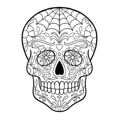 sugar skull, day of death vector illustration