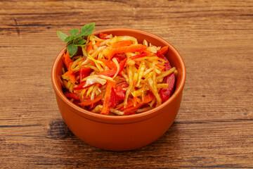 Cabbage salad with carrot and pepper