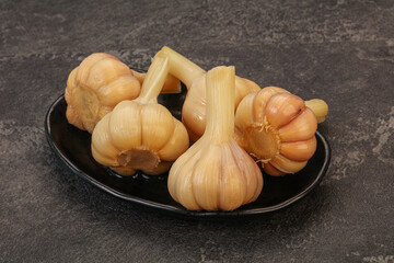 Marinated garlic in the bowl