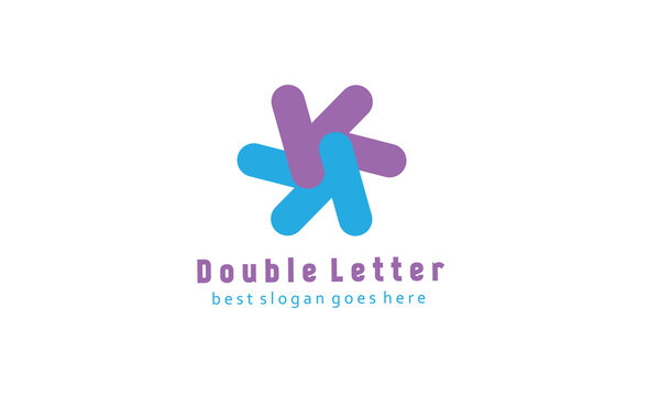 Overlapping KK letter logo design. isolated white alphabet logo template. vector