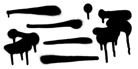 Set of graffiti spray banner. Vector spray paint shapes with smudges