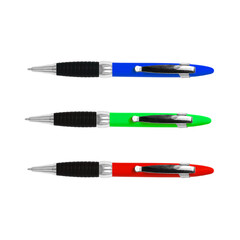 set of pens isolated on white background