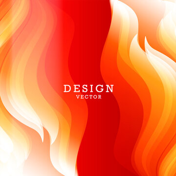 Abstract background for design with bright graphic element of fire flames on both sides of the compositions with blank space inside