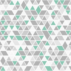 Geometric vector pattern with gray and green triangles. Geometric modern ornament. Seamless abstract background