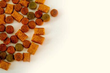 cat food lies on a white background