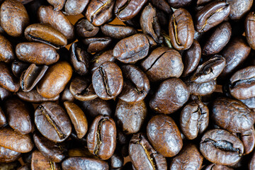 Coffee beans close up