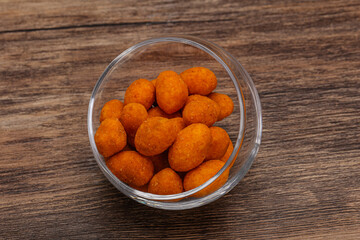 Spicy peanut heap in the bowl