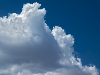 Cumulus Clouds Floating High in The Dark Blue Sky Formed Many Fantastic Shapes