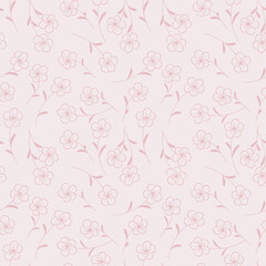 Cute doodle floral seamless repeat pattern vector background.