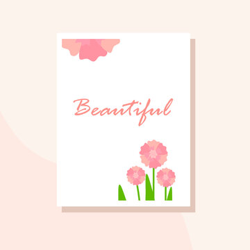 International Women's Day greeting card, 8 March. With inscription on flower background