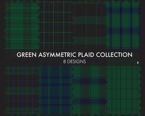 Green Asymmetric Plaid Seamless Pattern Collection