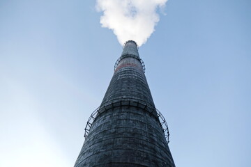 Almaty, Kazakhstan - 02.04.2021 : Smoking pipe at the heating plant