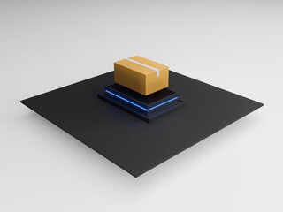 3d redner of automative sorting and delivery packages in darkstores. Modern shipping industry. AI dispatch post office. Isolated isometric unit