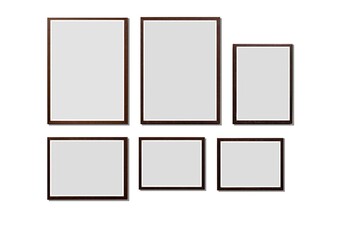 Brown blank wooden photo frame isolated on a white background