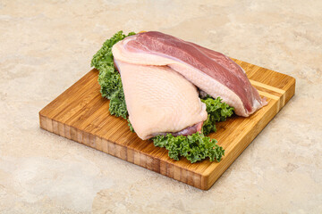 Raw duck breast for cooking