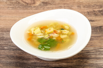Tasty chicken soup with carrot