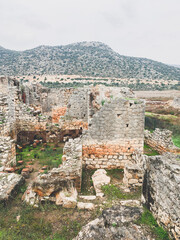 Fototapeta na wymiar Antique town ruins, old antique greek ruins 