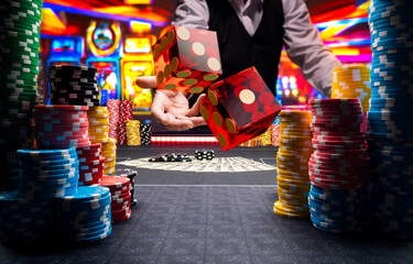 Man gambling at the craps table