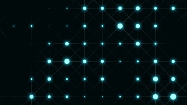 Dark geometric background. The shining of the stars. Looped video.Points and lines. 4k. HD
