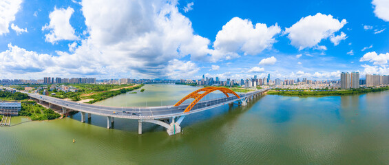 Cityscape of Longsheng Bridge, Huizhou City, Guangdong Province, China