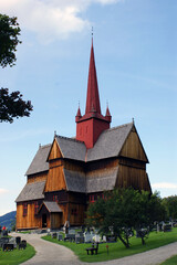 Fototapeta na wymiar Ancient Norwegian wooden church